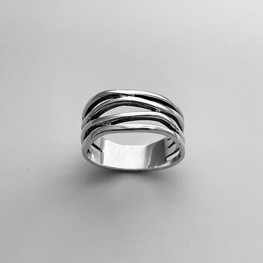 Sterling Silver Multiple Lines Ring, Wrap Ring, S… - image 5